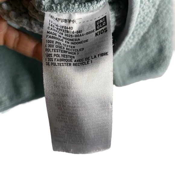 Uniqlo Youth Girls Teal Sherpa Fleece Full Zip Jacket - Picture 7 of 8